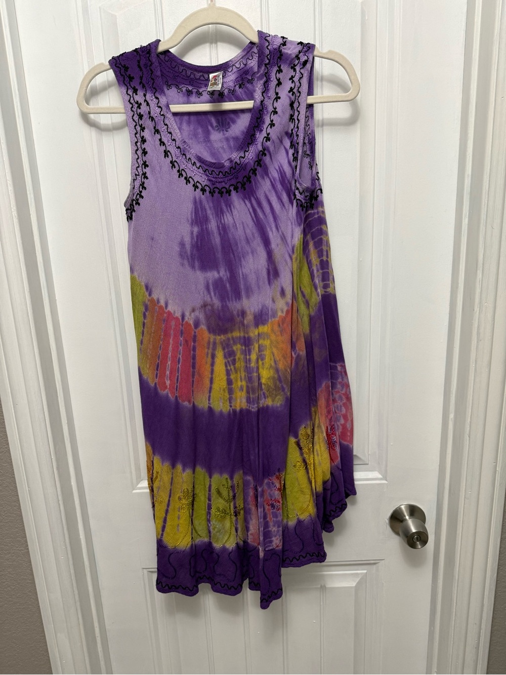 India BOUTIQUE Purple Tie Dye Sleeveless One Size Boho Festival Beach (12-7)